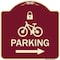 Signmission Parking W/ Lock Cycle & Right Arrow Heavy-Gauge Aluminum Sign, 18" x 18", BU-1818-23473 A-DES-BU-1818-23473 - alternate 1